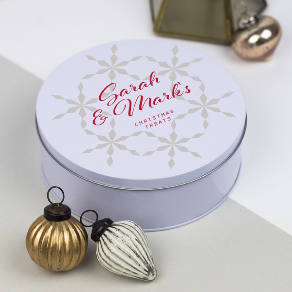 Personalised scandi design Christmas treat tin