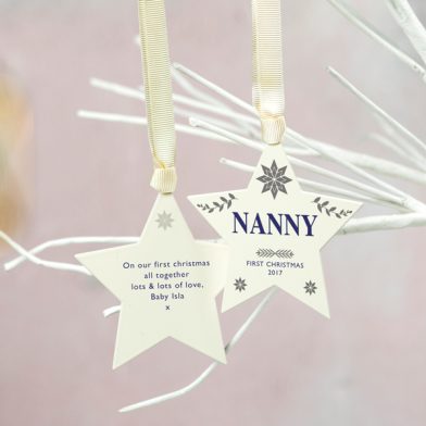personalised grandparents first christmas bauble star