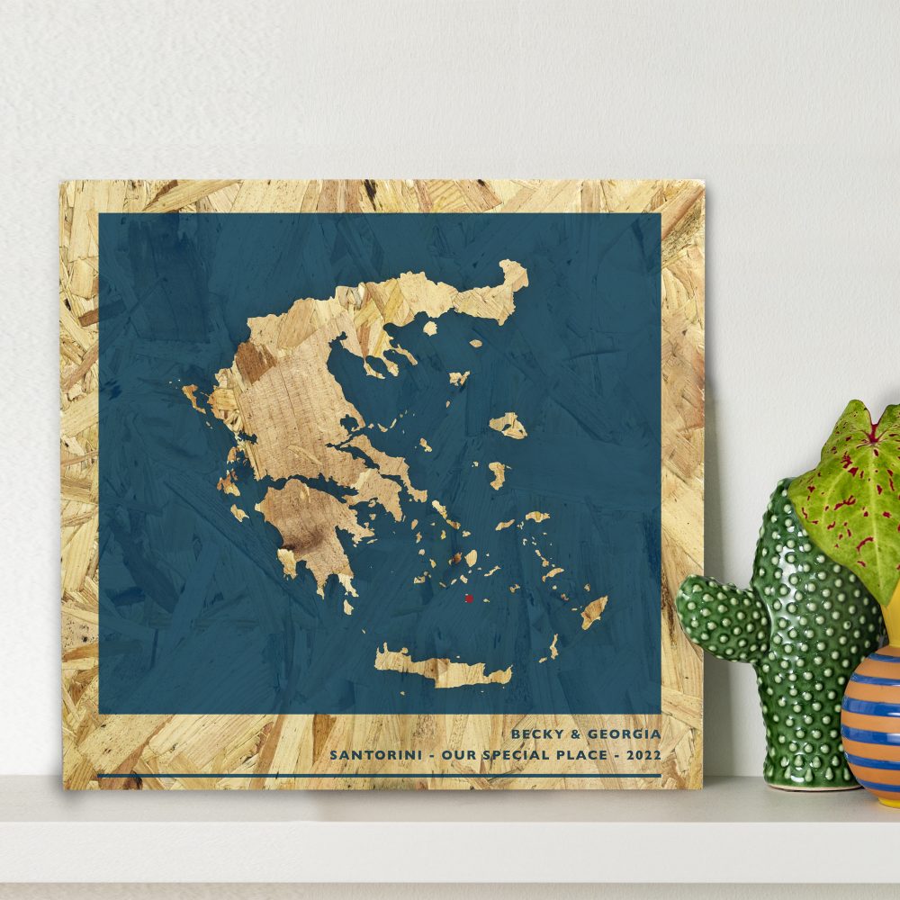 Wood Anniversary Map Print
